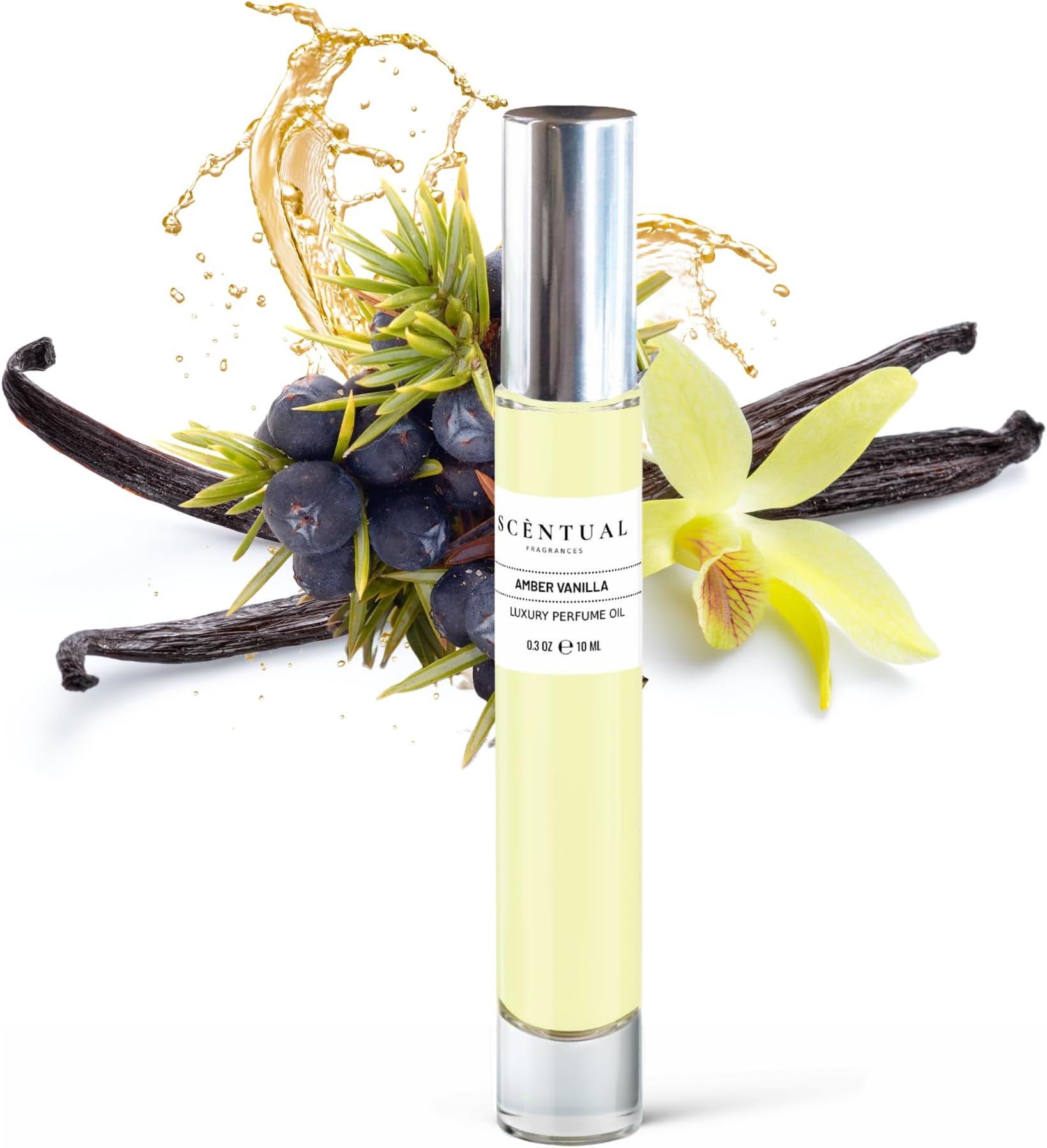 Luxury Perfume Oil, Ultra-Concentrated Women Roll-On Fragrance Oil, Long Lasting Rollerball Travel Mini Perfume, Vegan, Alcohol & Cruelty Free 10ml (Amber Vanilla)