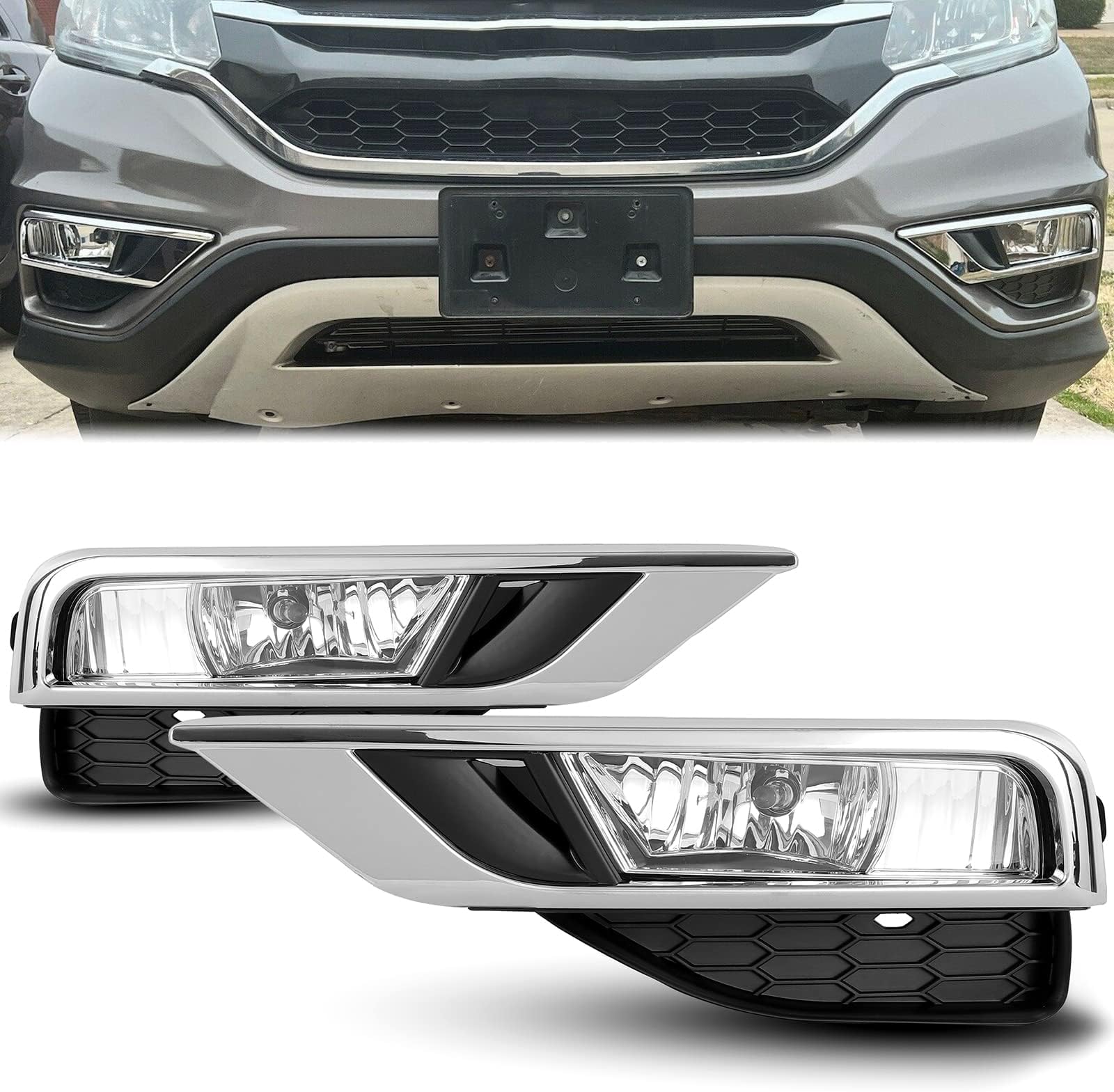 Kojem Fog Lights Compatible with 2015 2016 Honda CR-V CRV Replace for 33900T1WA11 33951T1WA11 HO2592140 HO2593140 Driving Bumper Fog Lamps + Bulbs + Switch