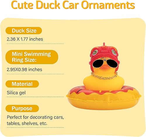 Miniatura 2 de wonuu Decoraciones de tablero de goma para salpicadero, gorra de visera, accesorios de coche de pato para adorno de automóvil con mini sombrero,