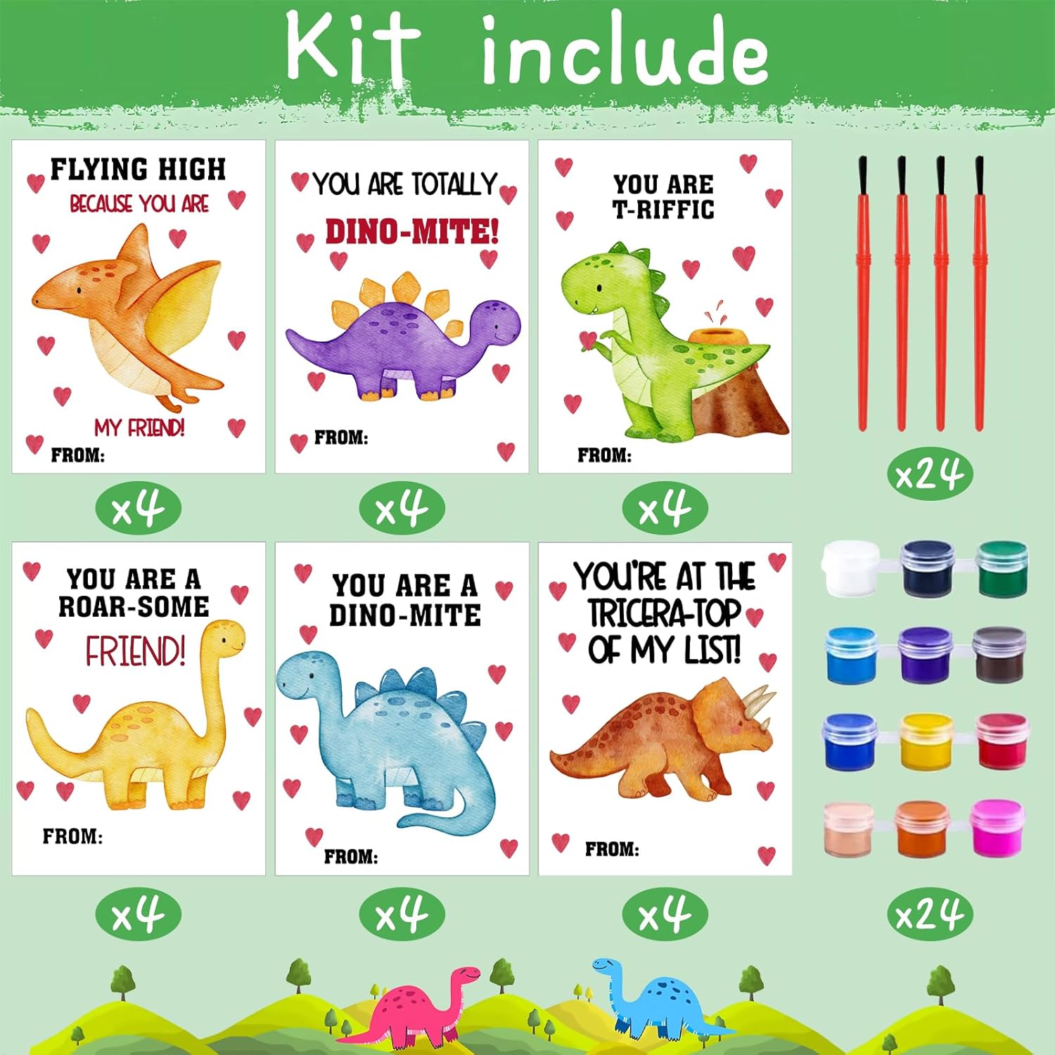 Wood Crafts Dinosaur Cutout Party Decorations Dinosaurs Cards with Dinosaurs DIY Wood Painting Crafts Bulk 24 Set 3D Puzzles Dinosaur Birthday Party Supplies - Thank You for Coming Gifts