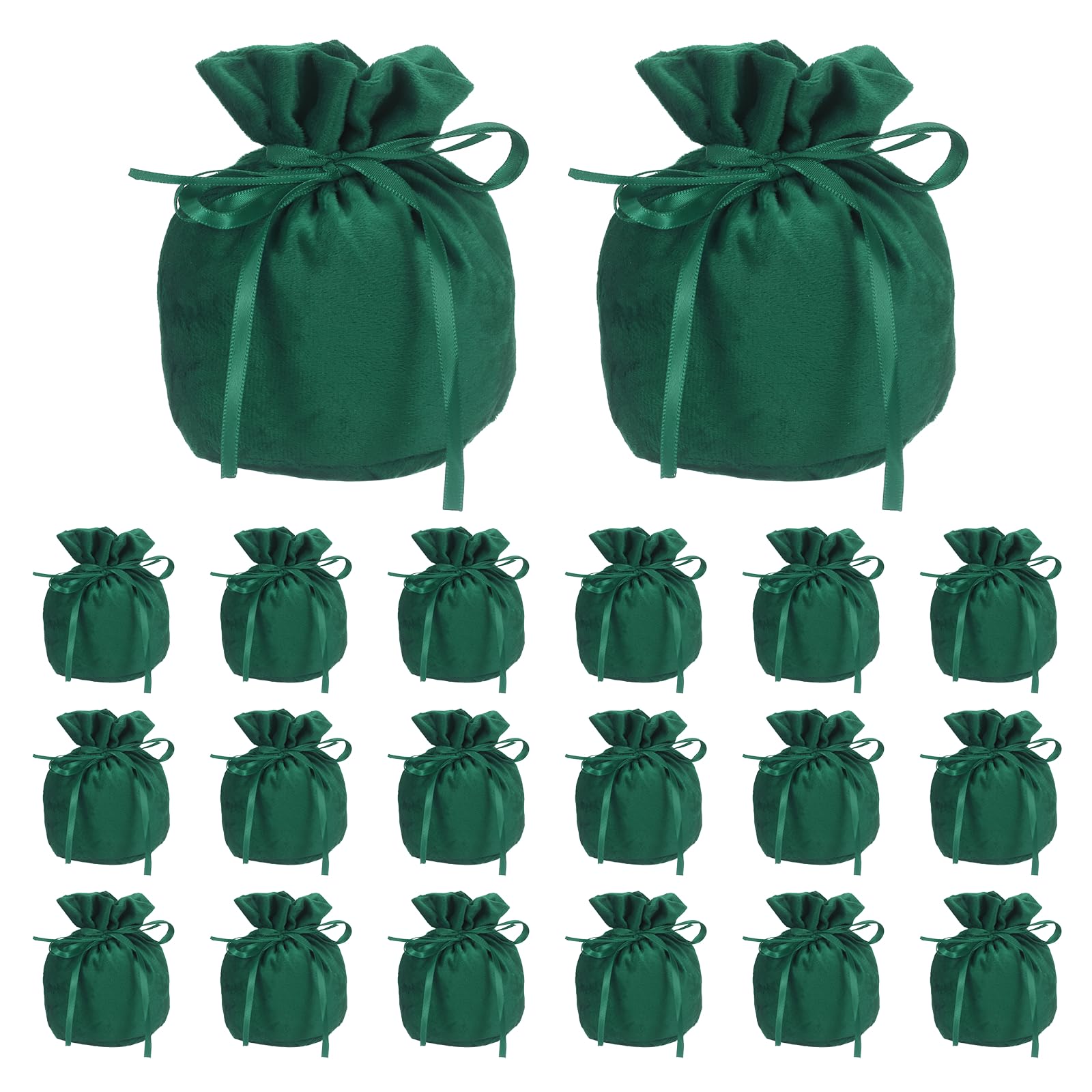 PATIKIL Velvet Drawstring Bags, (6 x 5 Inch, Dark Green) (20 Pcs), Flannel Jewelry Bags Mini Candy Packaging Storage Pouches, Suit for - Wedding/Favor/Party/Birthday