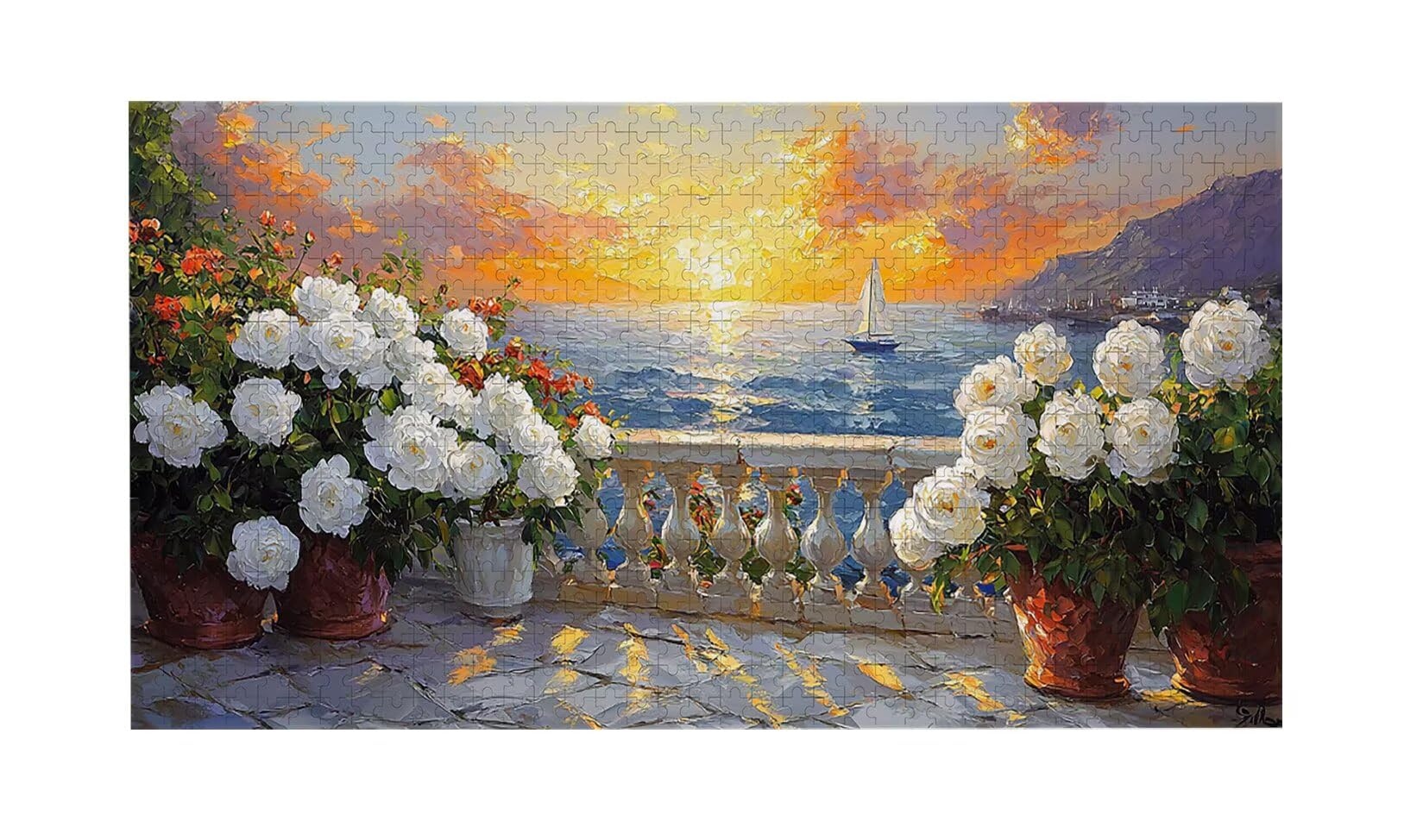 Puzzle de Madera para Adultos 1312 Piezas - Rosas con Vistas al mar, Obra de Arte de Juego de Rompecabezas para Adultos, Puzzle de Impresión de Alta Definición, Pasatiempo Creativo Regalo b-305