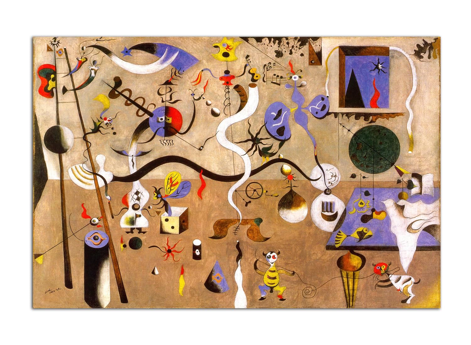 Hopnru Girls No Frame Joan Miro Art Painting Surrealism Harriquin's Carnival Poster Abstract Art Wall Art Picture Print Canvas Painting Modern Living Room Decoration Poster (24X36inch(60X90cm),D)
