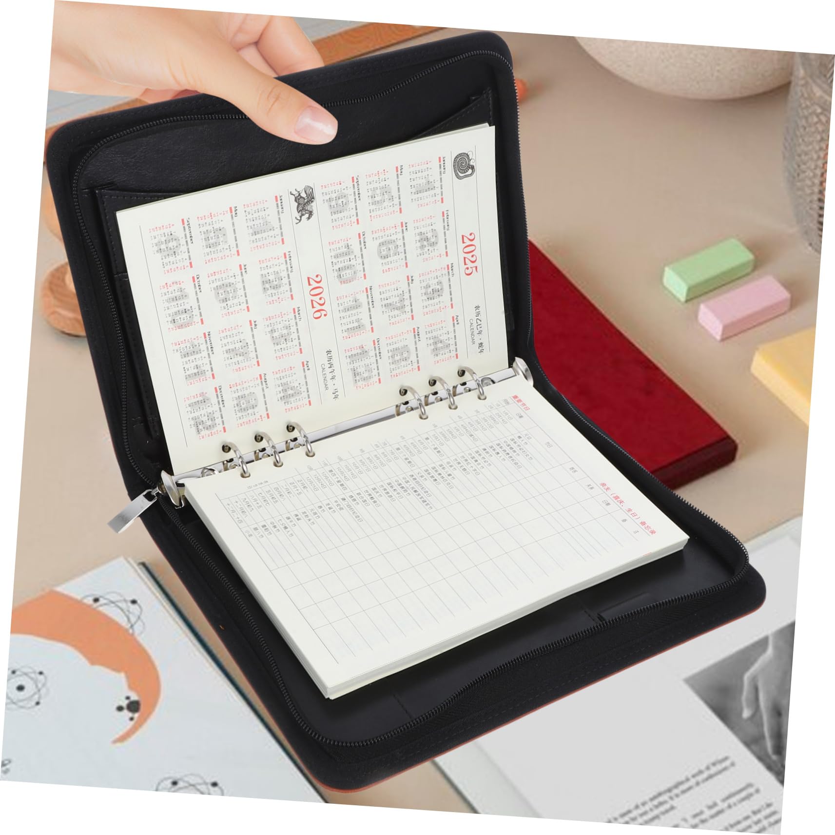 SHOWERORO Pu Zipper Binder Pu Organizer Documenti Chiusura Per Per Documenti Ordinati e Accessibili