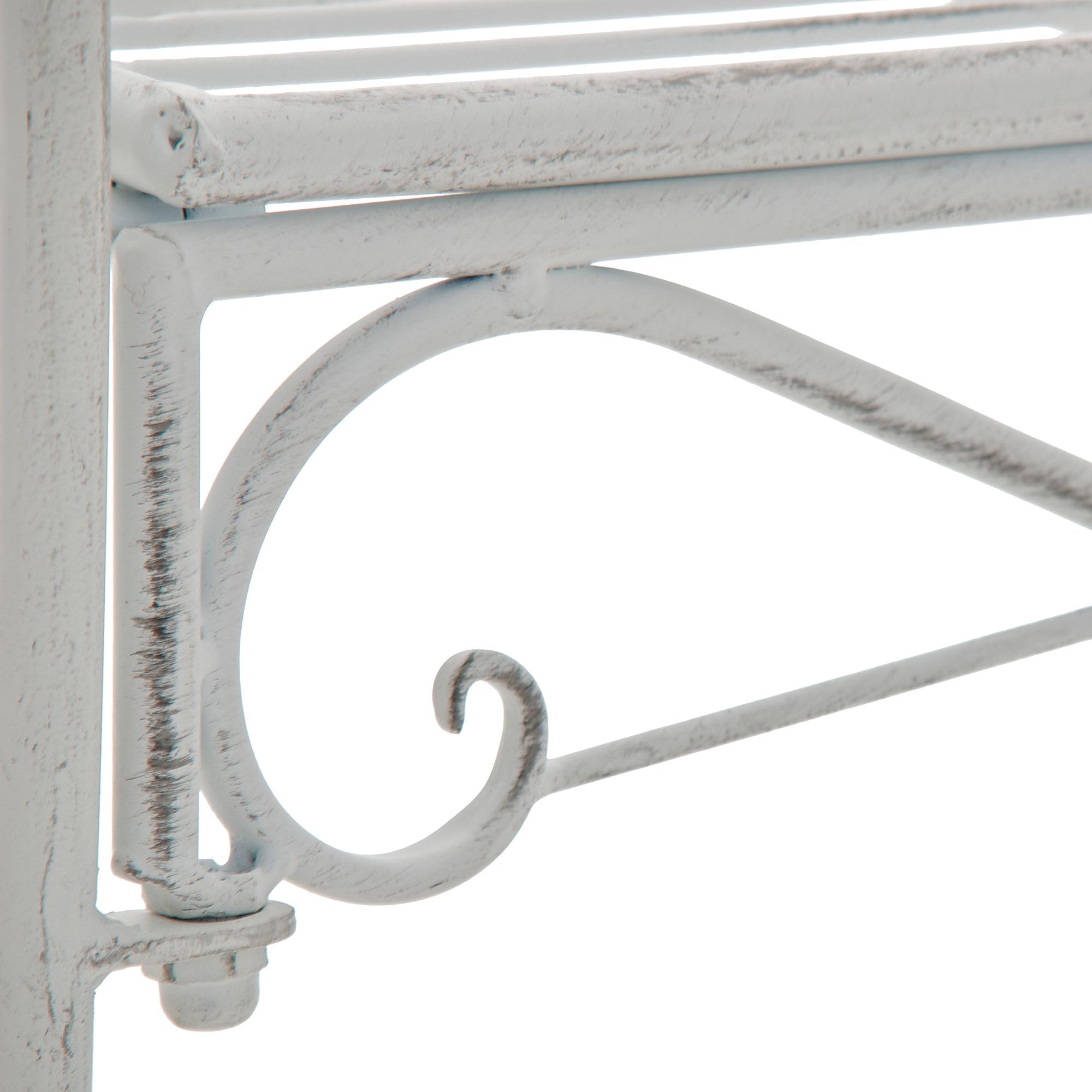 CLP Panchina da Giardino Minna, panchina in Metallo Stile Liberty Romantico con braccioli, Giardino, terrazza e Balcone, Portata 180 kg, Colore:Antico Bianco