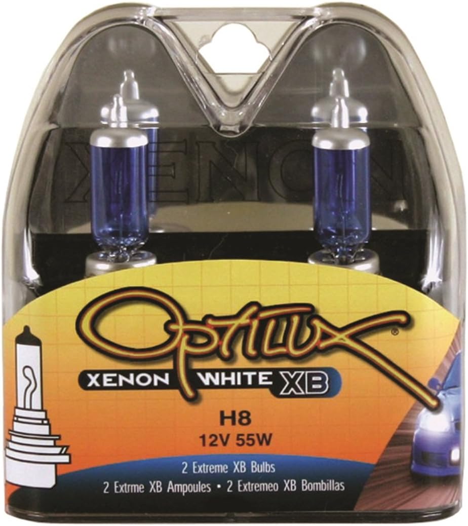 H71070772 Optilux XB Series H8 Xenon White Halogen Bulbs, 12V, 55W, 2 Pack