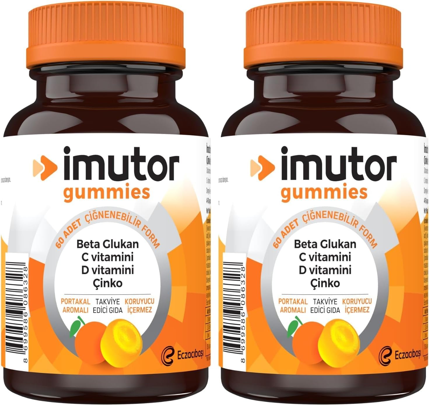 Gummies 60 Çiğnenebilir Vitamin, Bağışıklık,Aile Boyu Kullanım, Beta Glukan, C, D Vitamini, Çinko (2 paketi)