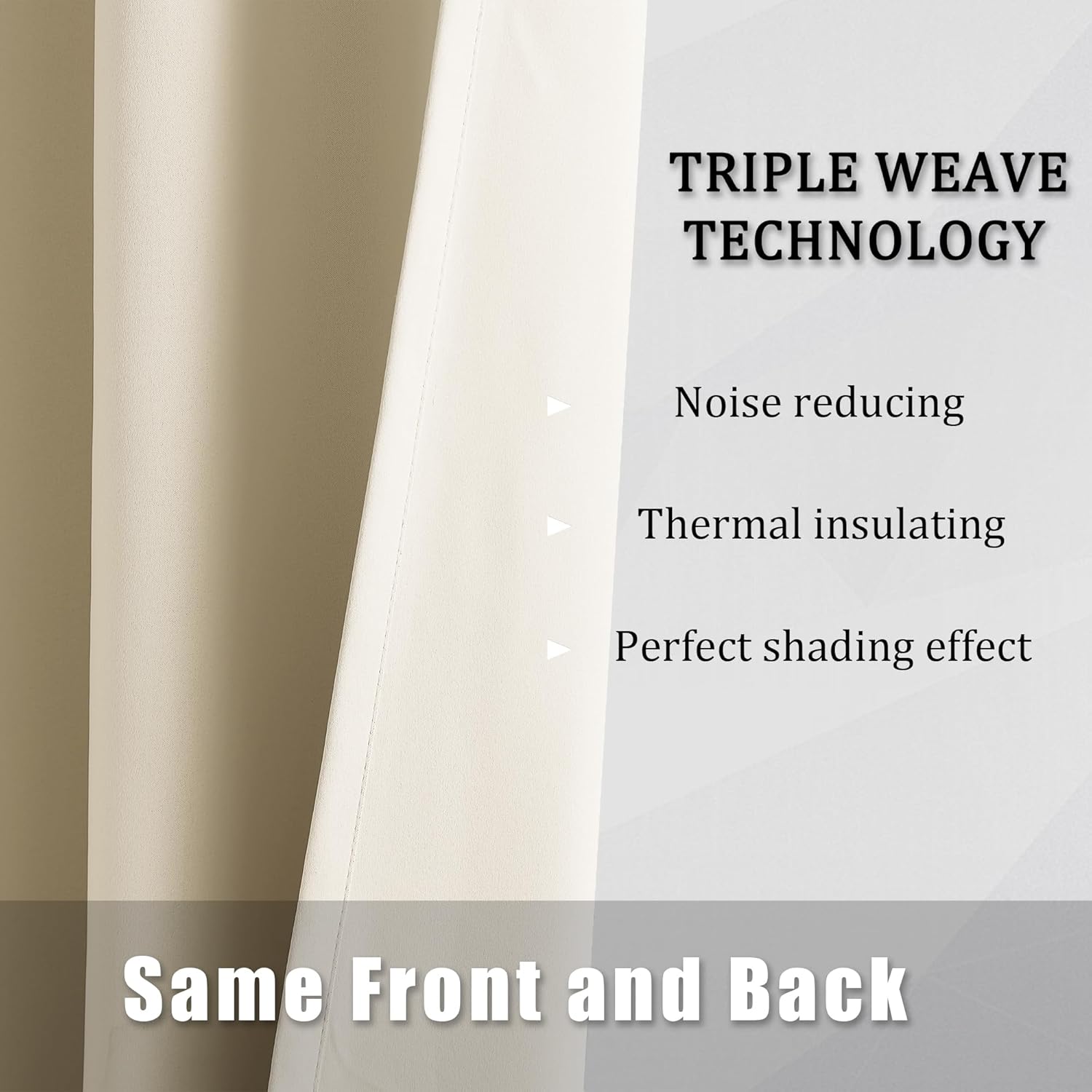 DUALIFE Cream Curtains 2 Panels Sets 42 x 84 Inch Length Beige Blackout Window Curtain Panels for Bedroom Thermal Insulated Solid Color Room Darkening Grommet Buttercream