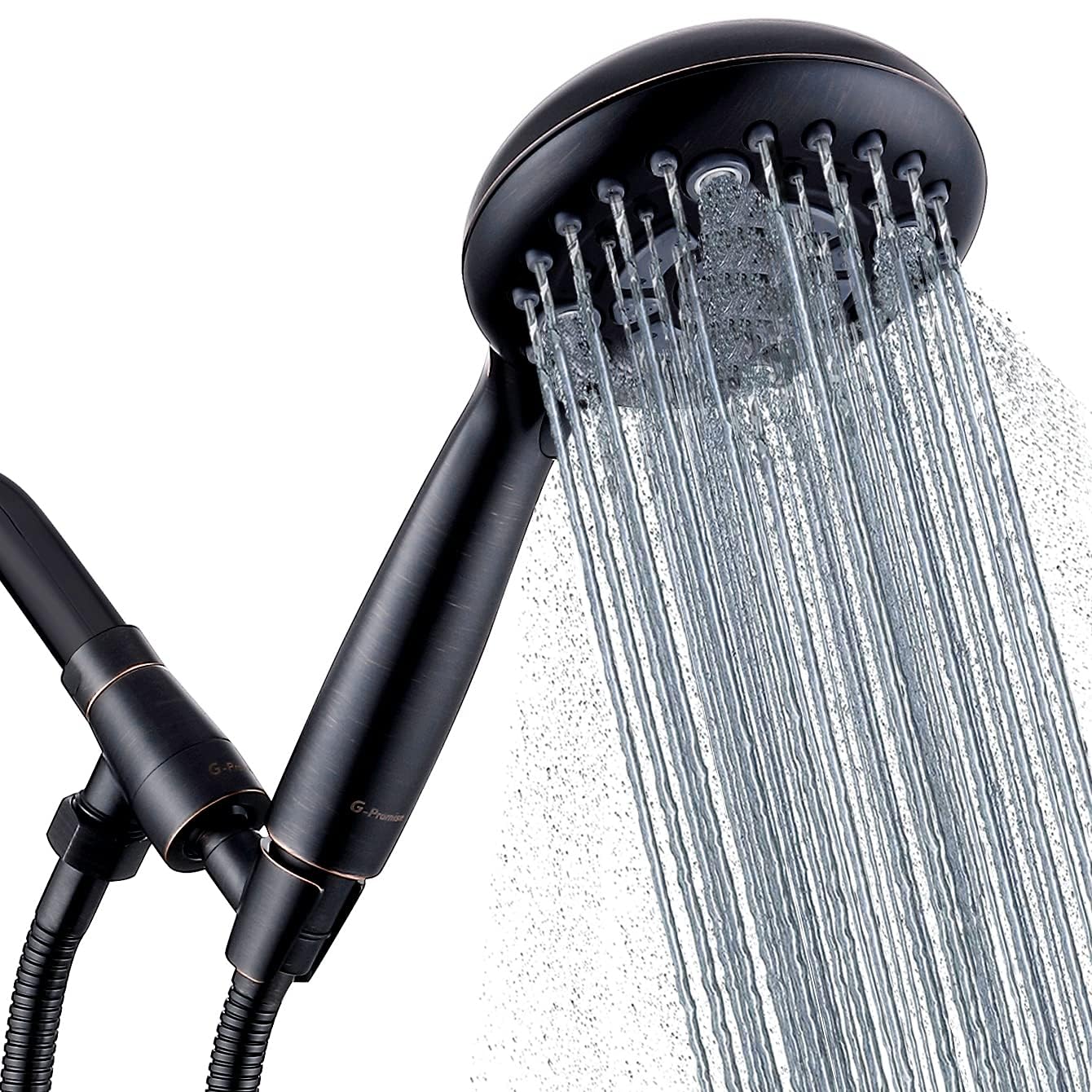 G-Promise Oil-Rubbed Bronze Hand Held Shower Heads With Adjustable Metal Shower Arm Mount, Extra Long Flexible Stainless Steel Hose Oil Rubbed Bronze