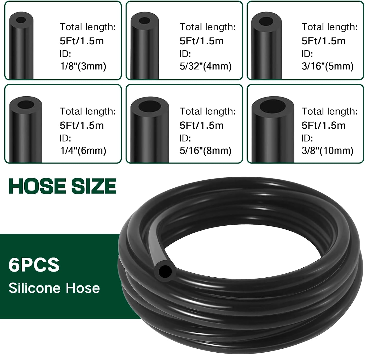 Silicone Vacuum Hose Kit, 5Ft 6PCS Vacuum Hose Automotive & 113PCS Vacuum Line Connectors, Multipurpose Vacuum Tubing for Variety Car Piping System, Max 130PSI, Automotive Replacement Vacuum Line Kit