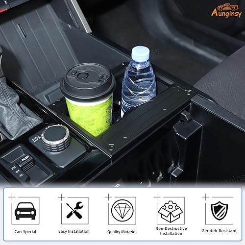 Vista 90 de Aunginsy Soporte para portavasos de asiento trasero central compatible con Toyota Tundra/Sequoia 2022-2024 2025 para consola central de fila trasera