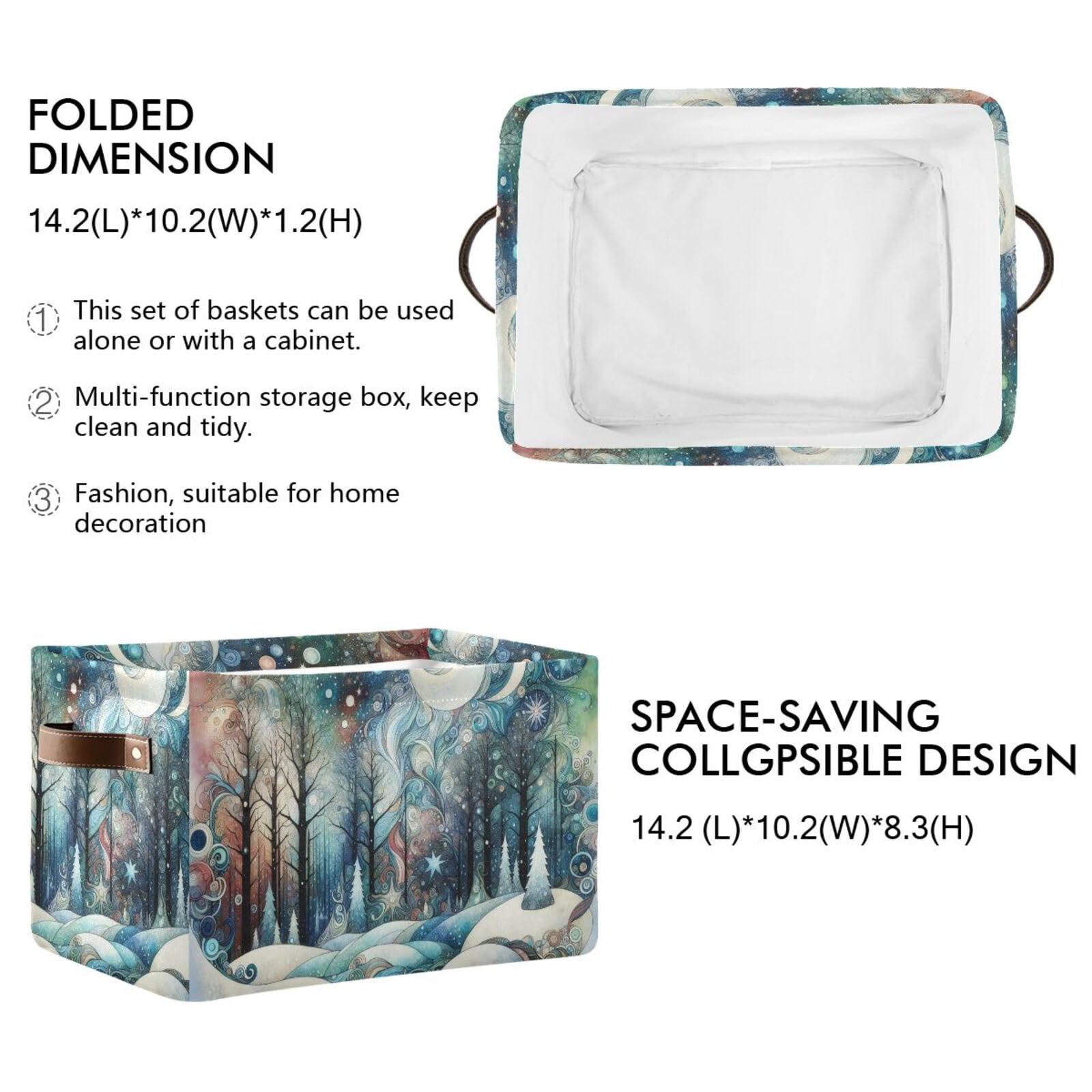 PaChyLuu Beautiful Forest Storage Basket Bin Canvas Fabric Organizer Toys Basket with Handles for Home Office Nursery, Clothes, Gifts, 1 Pcs