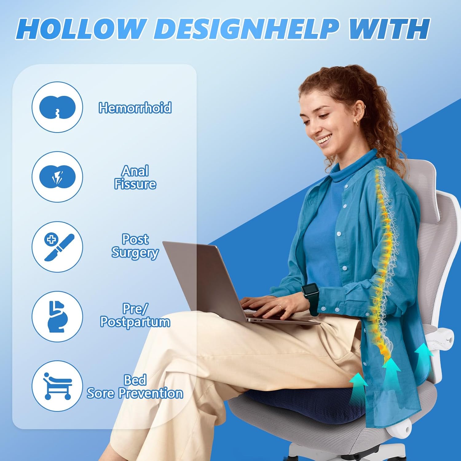 Donut Pillow Tailbone Pain Relief Cushion Bed Sores, Bed Sore Cushions for Butt, Positioning Pillow, Anti-Decubitus Pad for Hemorrhoids, After Surgery