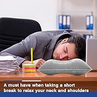 Vista 5 de Maitys 5 almohadas inflables de viaje portátil compacta, almohada de aire de tela flocada para mochileros para camping, senderismo, oficina en casa