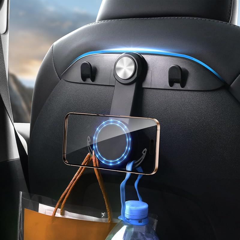 Kit organizador para encosto de banco com ganchos e suporte magnético para Tesla Model 3 e Model Y, DICMKY, preto fosco, DM-G111