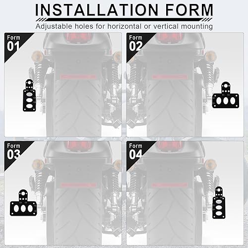 Miniatura 5 de LivTee Soporte de matrícula de motocicleta, soporte lateral para matrícula y soporte, se adapta a Harley, se adapta a Yamaha, se adapta a Honda, se