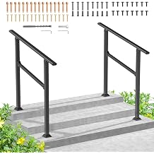 DOEWORKS 3 Steps Outdoor Handrail 2 Pack Heavy Duty Safety Handrails for Outdoor Steps Metal Stair Railing Kit for Concrete or Wood Porch