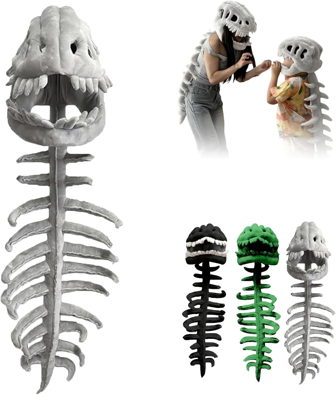Dinosaur Costume, Wearable Dinosaur Skeleton Plush, Dinosaur Bone Costume for Adult Kids