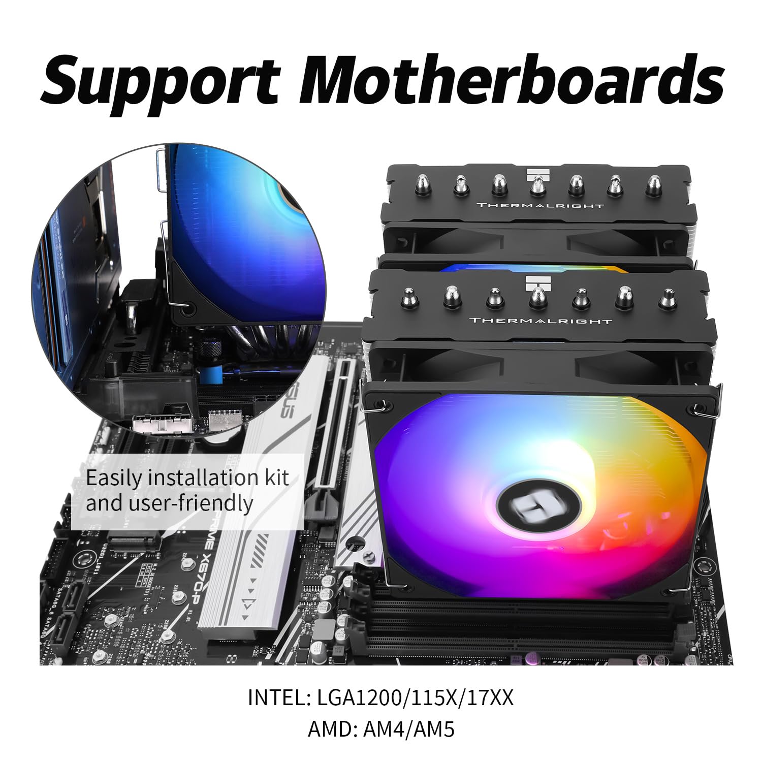 Phantom Spirit 120 SE ARGB CPU Air Cooler,7 Heat Pipes CPU Cooler,Dual 120mm TL-C12B-S V2 PWM Fan,AGHP 4.0 Technology,S-FDB Bearing,for AMD AM4 AM5/Intel 1700/1150/1151/1200/1851