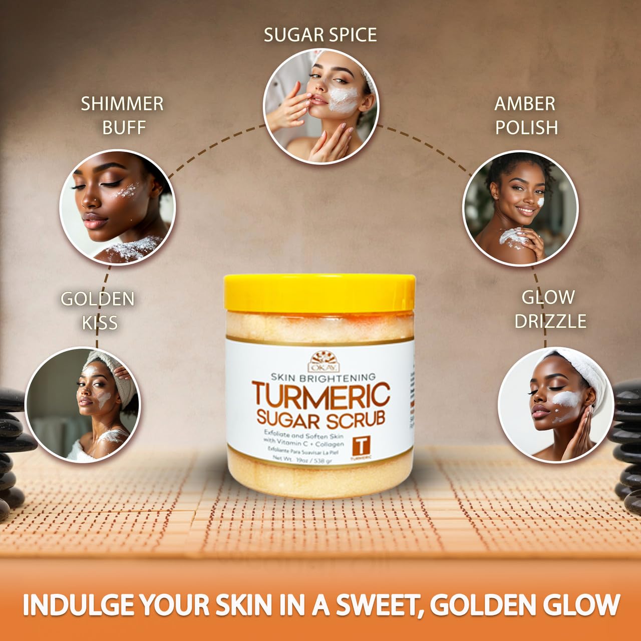 Okay Pure Naturals Turmeric Skin Brightening Sugar Scrub 19 oz – Exfoliating Body Polish with Turmeric & Brown Sugar for Glowing, Even Tone Skin – Natural, Gentle & Hydrating