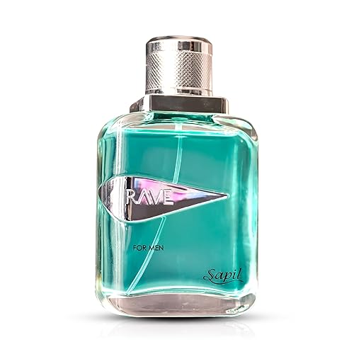 Sapil Rave Eau De Toilette Men 3.4 fl oz - Dubai Toilette de larga duración, aroma aromático fresco y picante para uso diario, baño árabe con notas