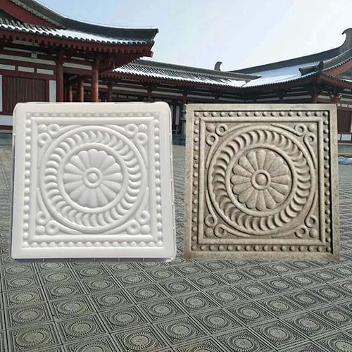 Miniatura 7 de Generic Molde de piedra escalonada de plástico para cemento concreto, molde cuadrado para patio, jardín, césped, pavimento, 12.6 x 12.6 x 2.4 in