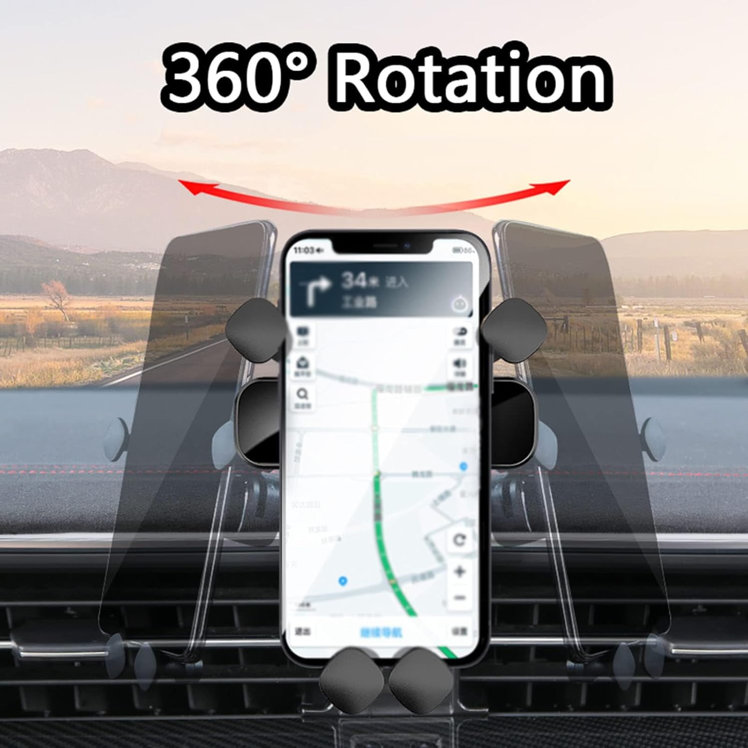 Car Phone Holder for KIA K4 2014-2017, 360° Adjustable Sturdy Car Phone Mount, Drop-Resistant Stabilization Quick Install Car Cell Phone Cradle,C Red