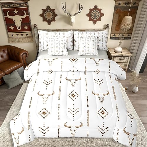 Boho Comforter Set Western Aztec Bedding Sets Full Bull Skul