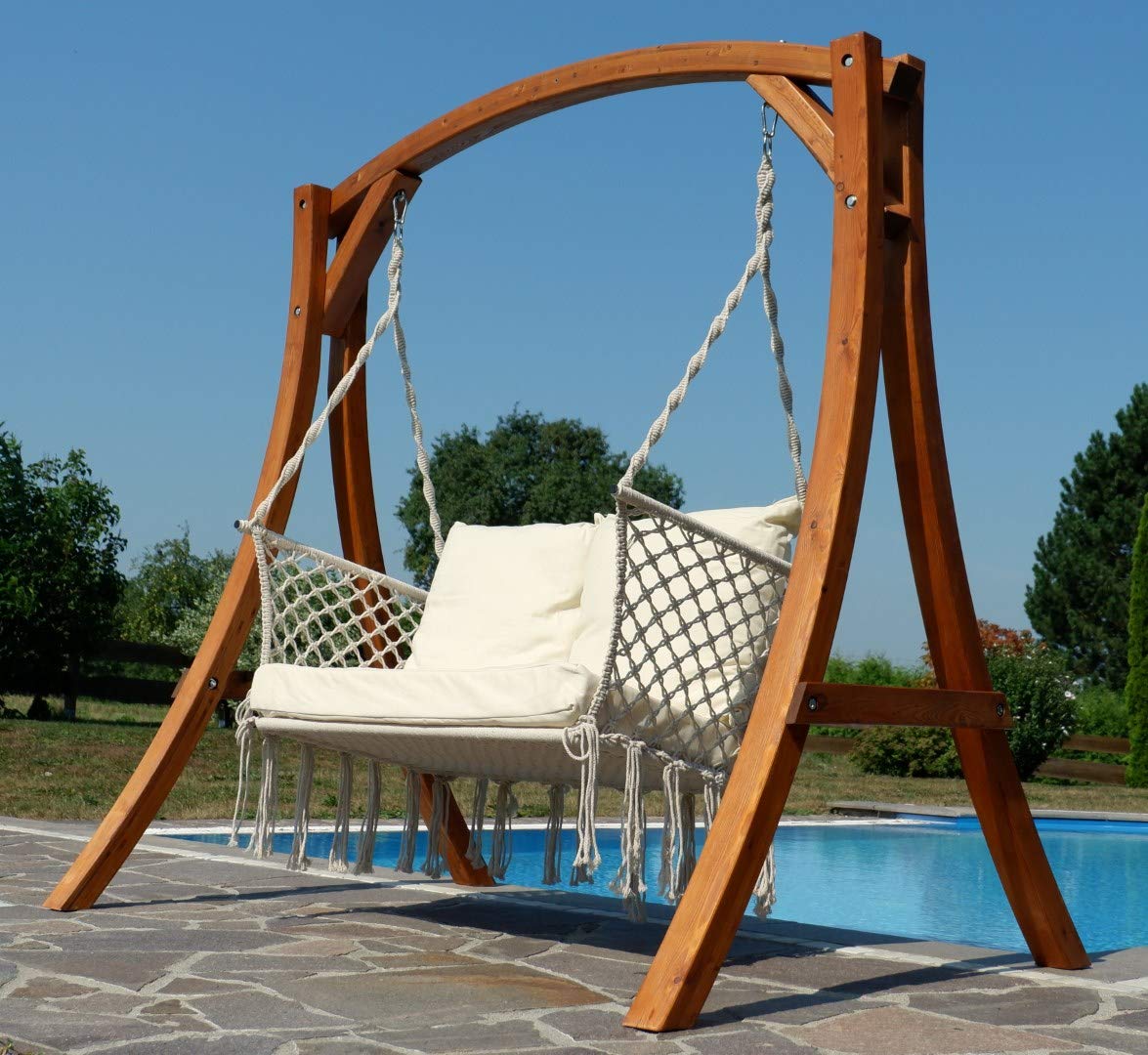 ALEOS. Design Hollywood Schaukel mit Sitzbank Waikiki aus Holz Lärche von AS-S