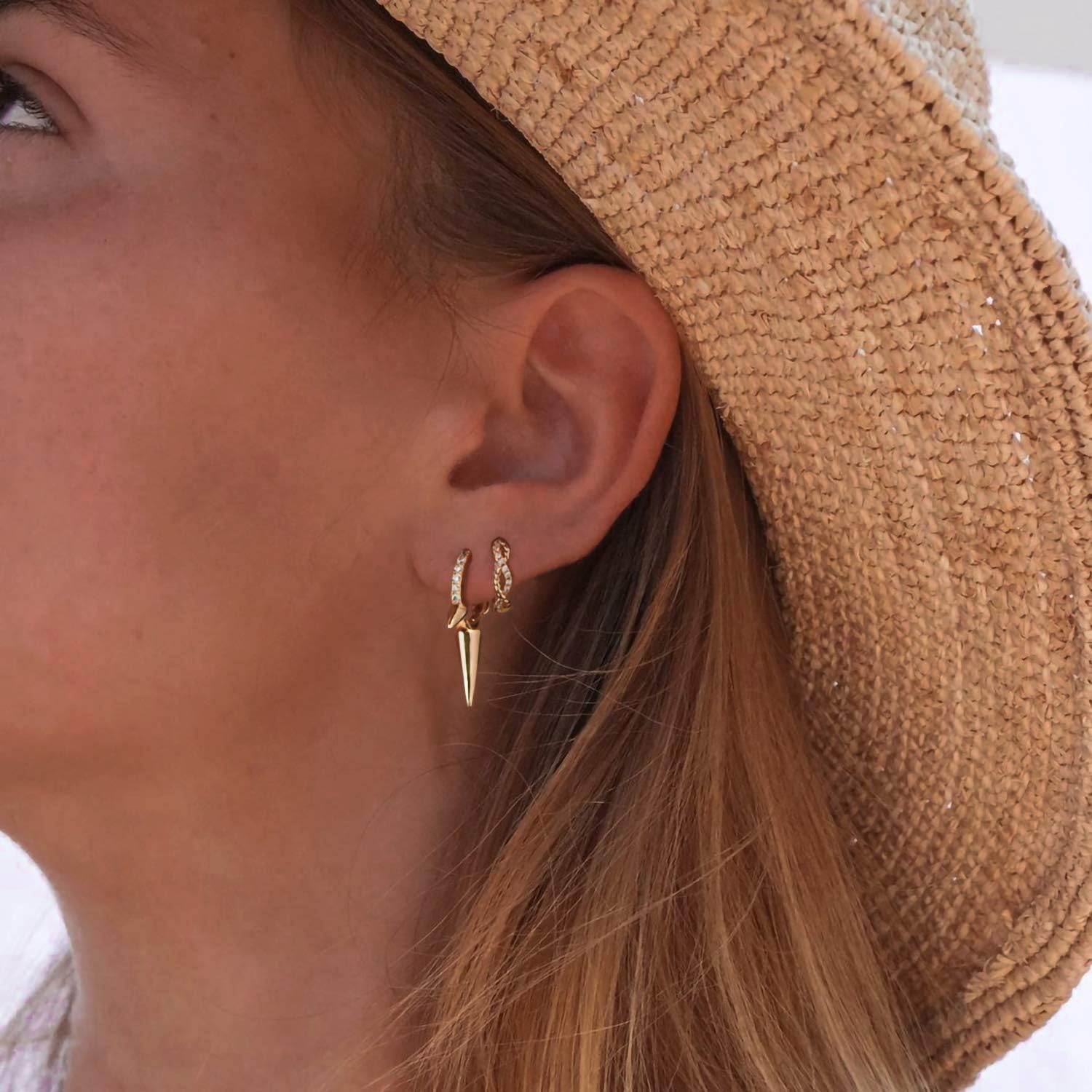 MYEARS Women Hoop Earrings Gold Huggie 14K Gold Plated Small Simple Hypoallergenic Everyday Jewelry - Image 3