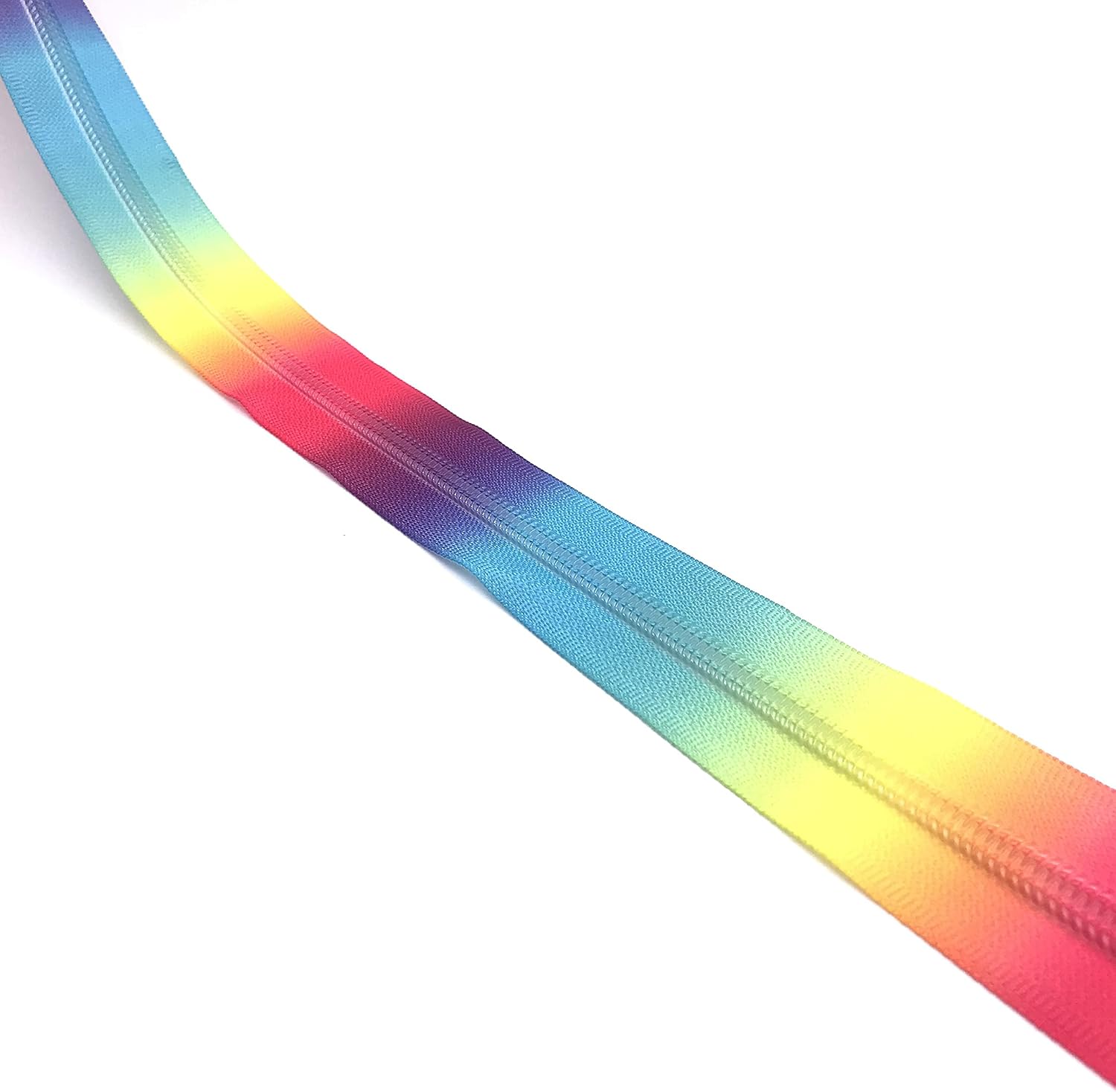 #5 Rainbow Nylon Zippers by the Yard 5 Yards with 10pcs Sliders | Rainbow Zippers for Sewing with 10pcs Colorful Pulls for Bag Purse Handbag Backpack Clothing Tailor Tent Craft Making