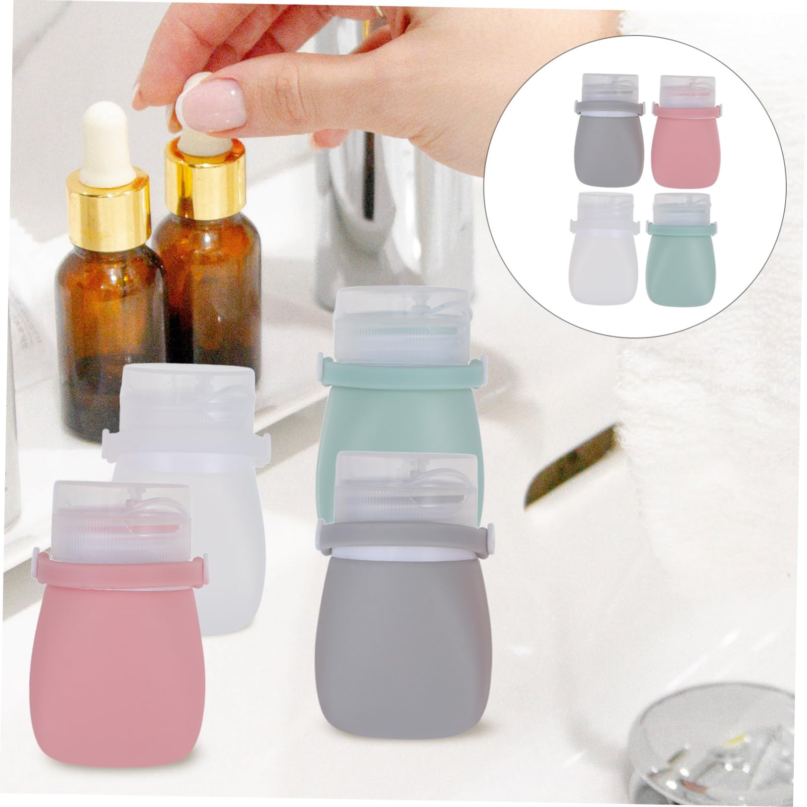FOMIYES 4 Set Di Flaconi Per Cosmetici Liquidi Da Viaggio Comprimibili Contenitori Di Ricarica in Silicone Per Kit Di Cosmetici Da Viaggio