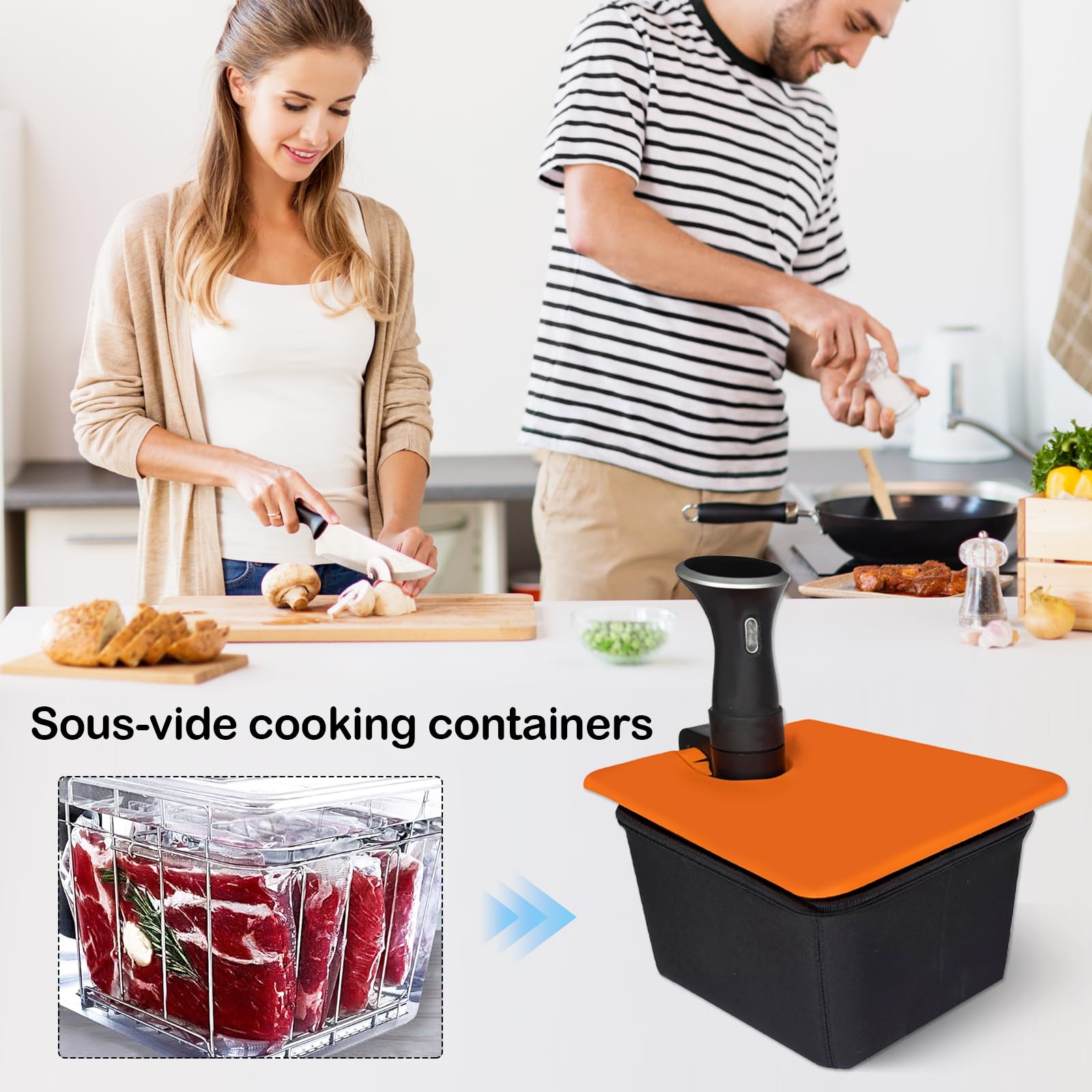 Recipiente Sous Vide Lenta con Tapa y Estante Recipiente Sous Vide Contenedor 12L para Adaptarse a la mayoría de Las Sous Vide Roner Cocina