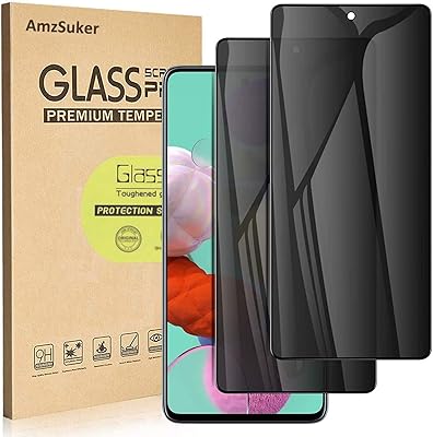 [2 Pack] for Samsung Galaxy S20 FE / A51 / A52 Privacy Screen Protector, AmzSuker Anti-Spy 9H Hardness Tempered Glass Screen Protector for Galaxy A51 A52 (4G/5G) S20 FE 6.5â€, Anti-Scratch, Bubble Free, Case Friendly (Black)