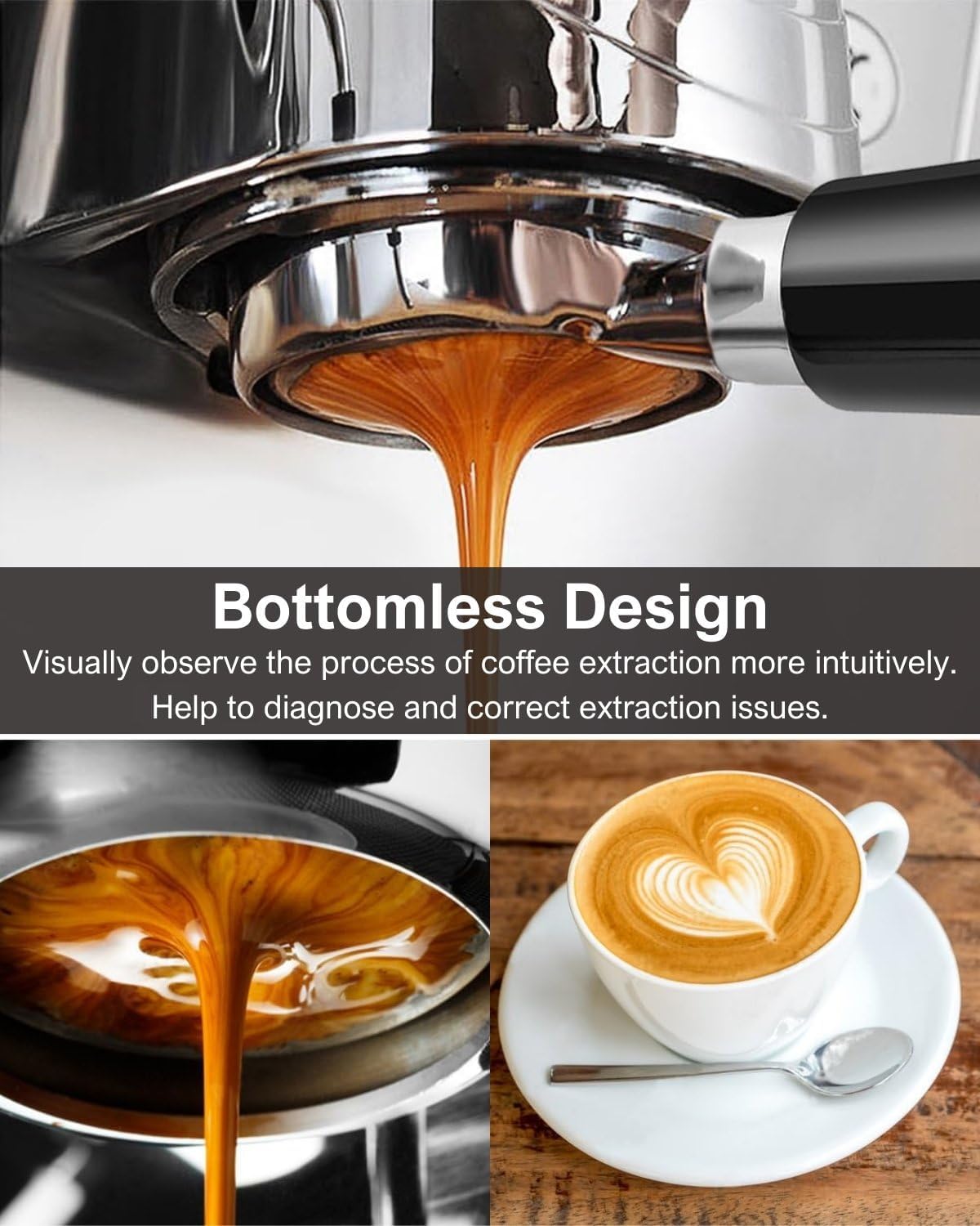 54mm Bottomless Portafilter with Espresso Puck Screen, Espresso Accessories Fits Breville Barista Series BES870/878/880 Machines & Sage Barista Espresso Machine, Stainless Steel Filter Basket