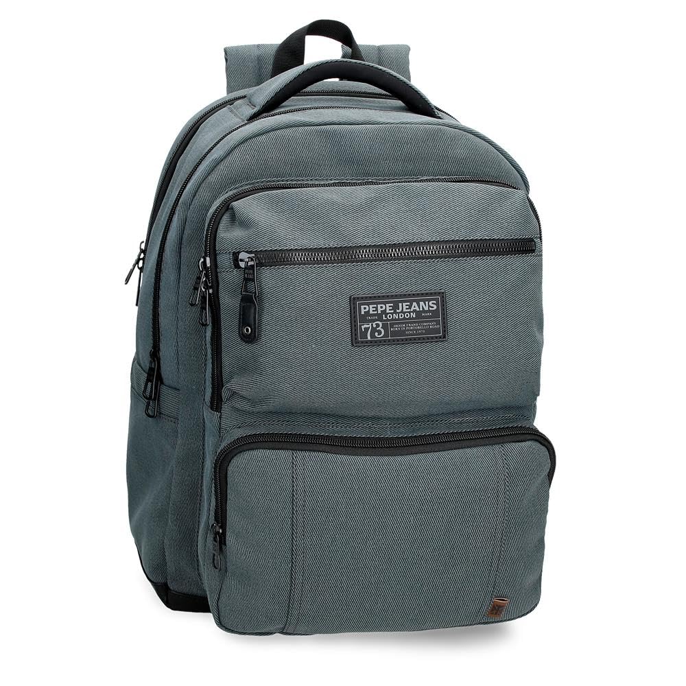 Pepe Jeans Aiden Adaptable Double Compartment Laptop Backpack 15.6" Inches Navy 31x44x15 cm Polyester with Synthetic Leather Details 20.46L by Joumma Bags