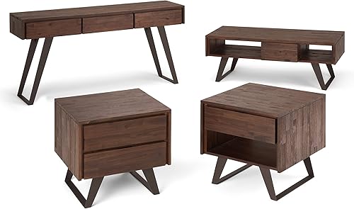 Miniatura 67 de SIMPLIHOME Lowry - Mesa auxiliar cuadrada de madera de acacia maciza y metal, de 22 pulgadas de ancho, moderna, industrial en marrón envejecido café