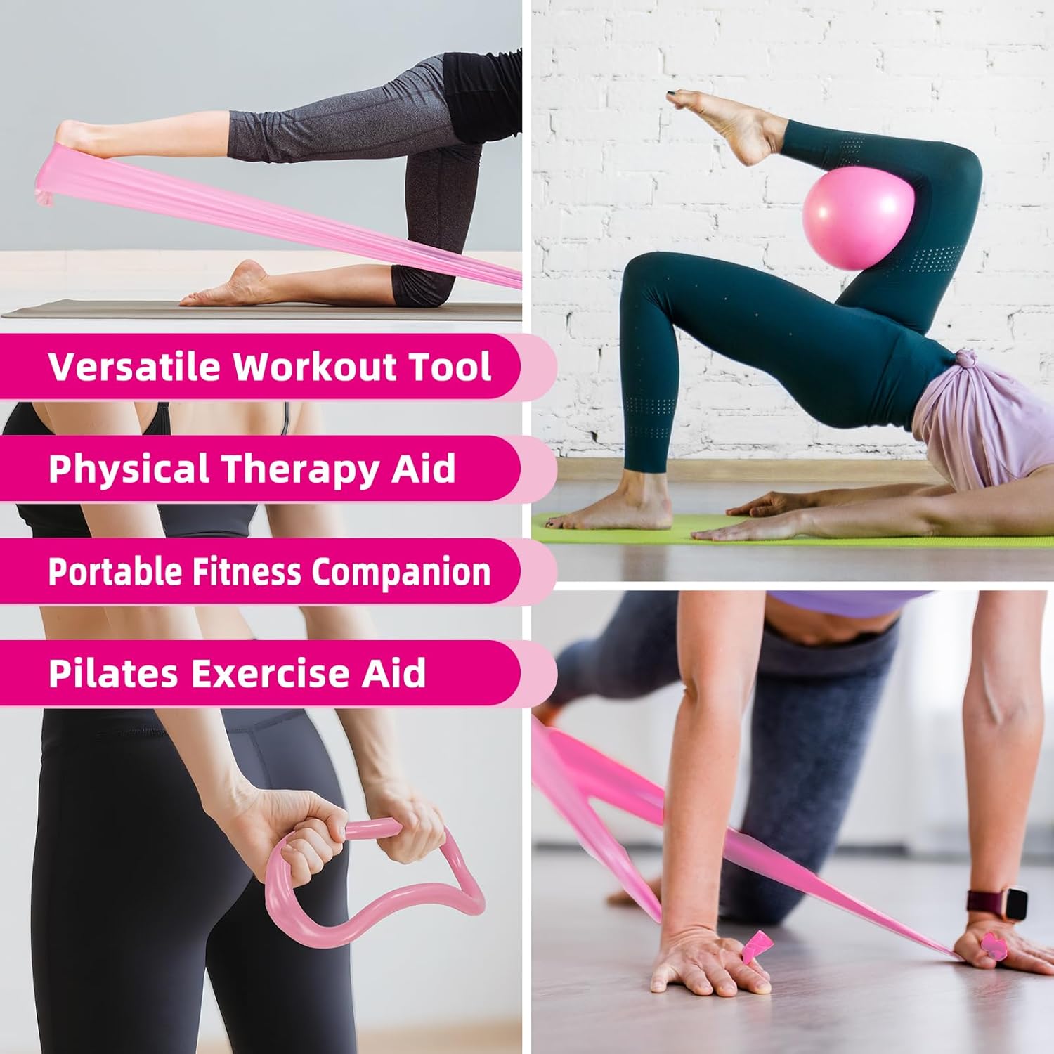 Home Pilates Essentials Kit for Women, Equipment Set with 9 Inch Yoga Ball,Figure 8 Resistance Band,Pilates Bands & Accessories, Ring and Ball Set for Beginners Home Workouts - Image 5