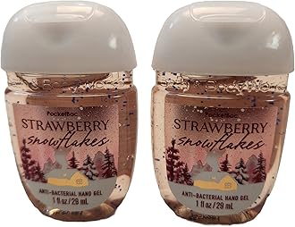 Bath and Body Care - Travel Size Sanitizer - 2 piece Bundle Set Hand Gel - 1 Fl Oz each - Label Artwork Varies (STRAWBERRY SNOWFLAKES)