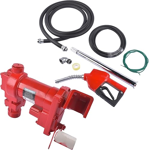 Miniatura 7 de Bomba de transferencia de combustible de 12 V 15 GPM, fusible de 50 amperios con manguera de descarga y boquilla verde automática para gasolina,