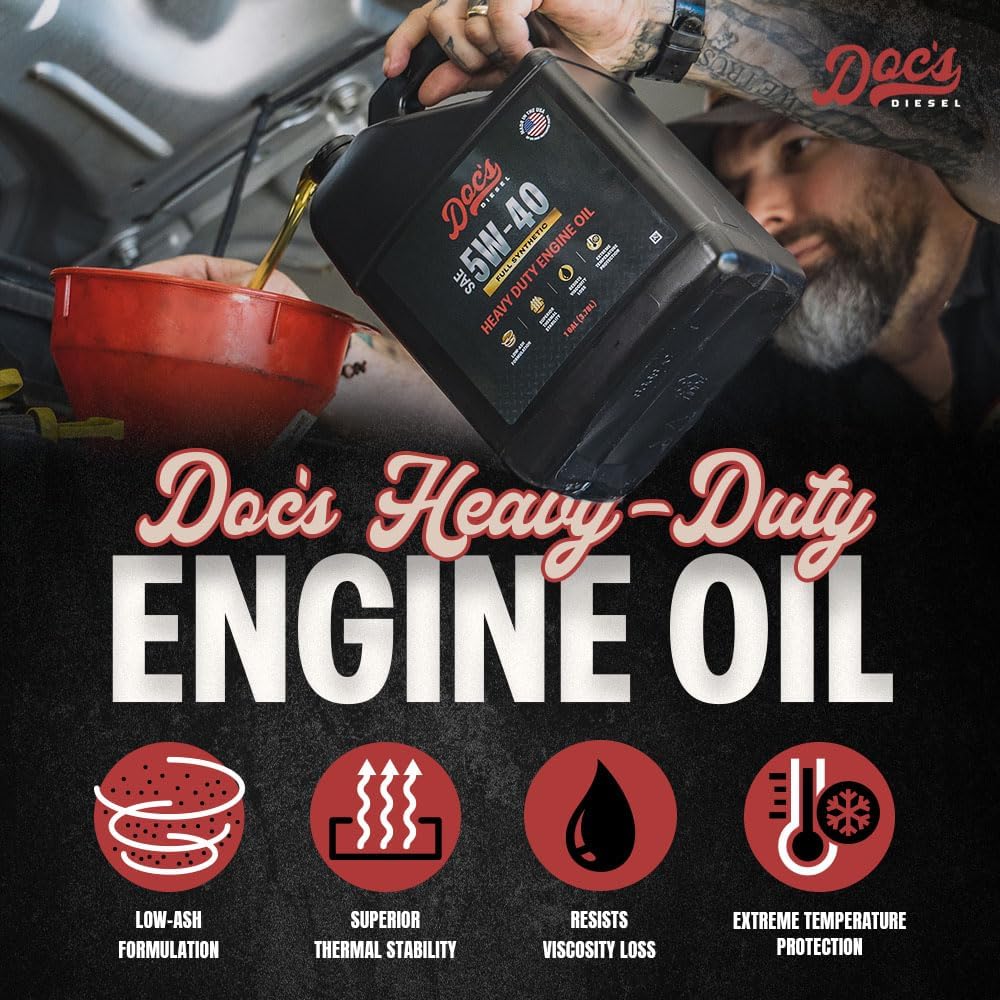 Doc's Diesel 5W-40 Full Synthetic Oil + Filter Maintenance Kit DGF430+DGF401+DPA6314+D5335+D3705+DOCS5W40-3 | Compatible with RAM 6.7L Cummins 2500, 3500, 4500, 5500 2019-2024