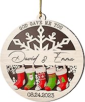 Vista 17 de V VIBEPY All Over Printed, Personalized Couple Ornaments, Christmas Ornaments, Wedding Ornaments, 3.5 Inches 3 Layer Ornaments, Gift for Your