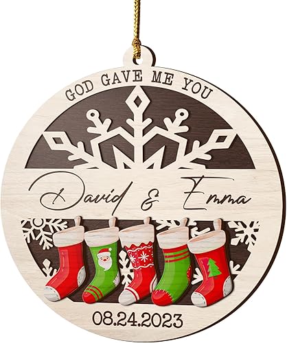 Miniatura 17 de V VIBEPY All Over Printed, Personalized Couple Ornaments, Christmas Ornaments, Wedding Ornaments, 3.5 Inches 3 Layer Ornaments, Gift for Your