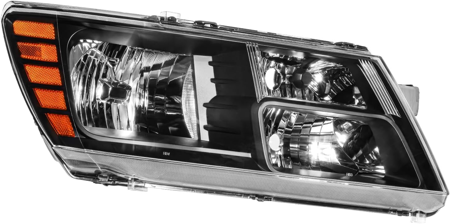 Torchbeam Headlights Assembly Compatible with 2009-2020 Dodge Journey OE Headlamp Replacement for Black Housing Amber Reflector Passenger Side
