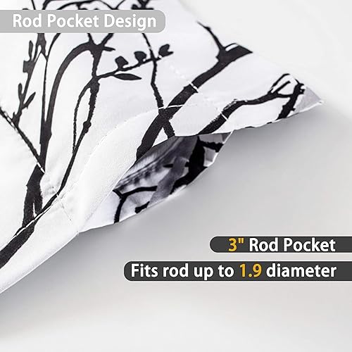 Miniatura 3 de DriftAway Cenefa de cortina de ventana con aislamiento térmico y estampado de tinta abstracta de rama de árbol, bolsillo para cortinero, 52 x 14