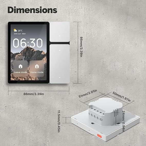 Smart Control Panel for MOES 3.5-inch Screen with 3 Relays, 3 Physical Buttons, GFF Capacitive Touch, Multi-Touch & Anti-Interference, Adjustable Firefly Indicator, Infrared Remote