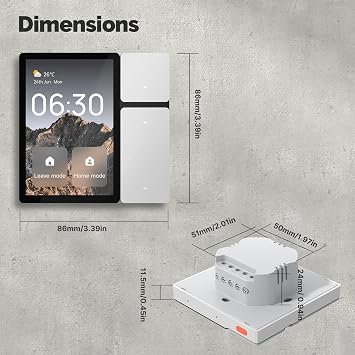 Smart Control Panel for MOES 3.5-inch Screen with 3 Relays, 3 Physical Buttons, GFF Capacitive Touch, Multi-Touch & Anti-Interference, Adjustable Firefly Indicator, Infrared Remote