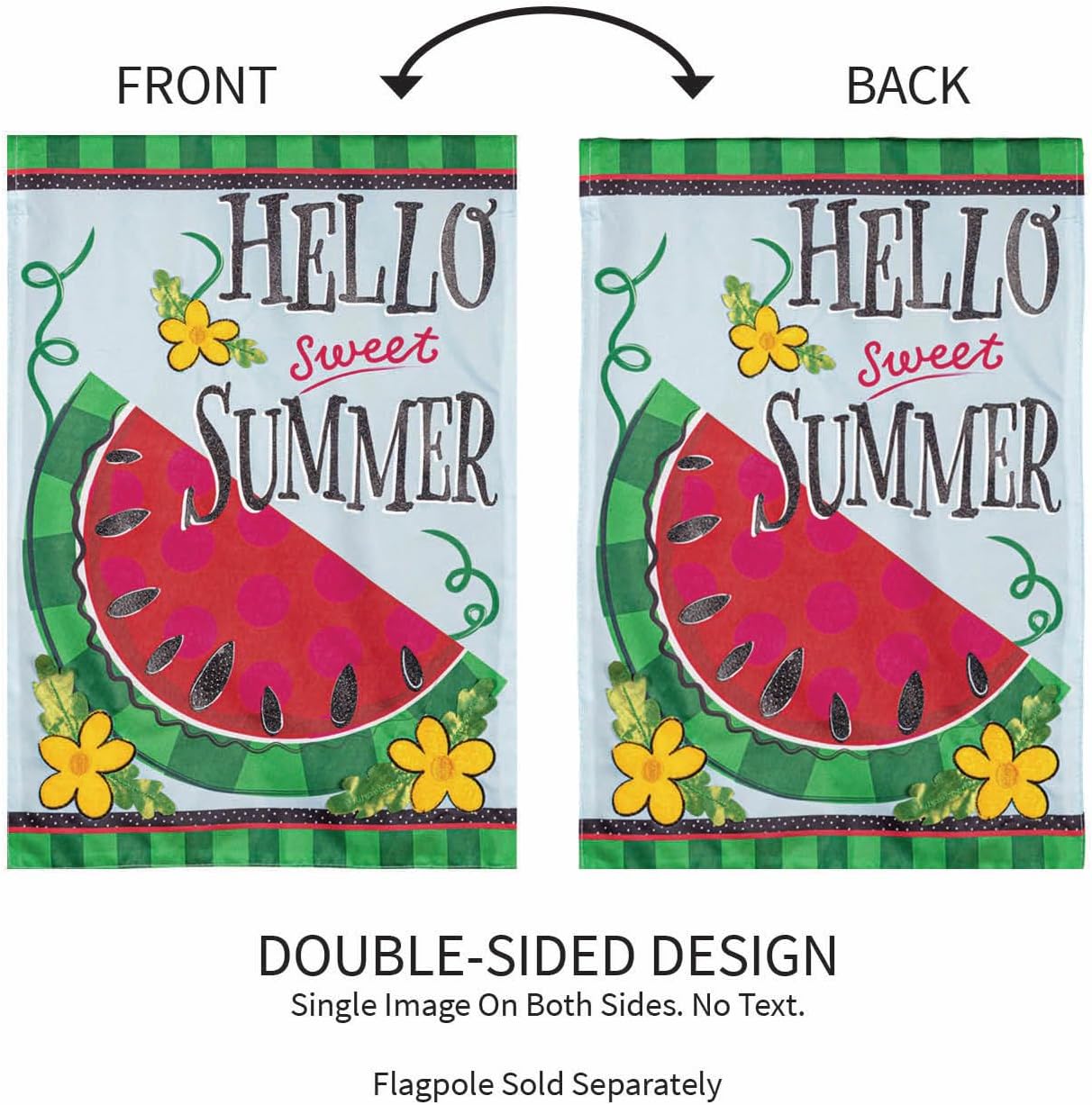 Evergreen Flag Hello Sweet Summer Garden Flag 12x18 Double Sided for Outside, Outdoor Summer Decorations for Home