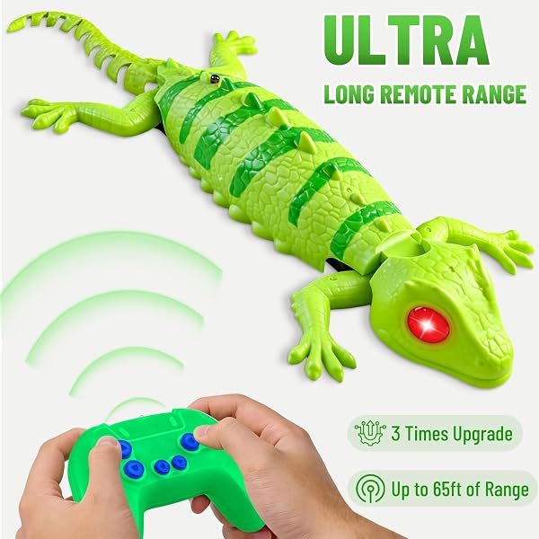 FANPROMS Wall Crawler Gecko, Rechargeable Remote Control Lizard with Glowing Eyes, RC Robot Crawls Along Walls and Ceilings for Halloween - 4