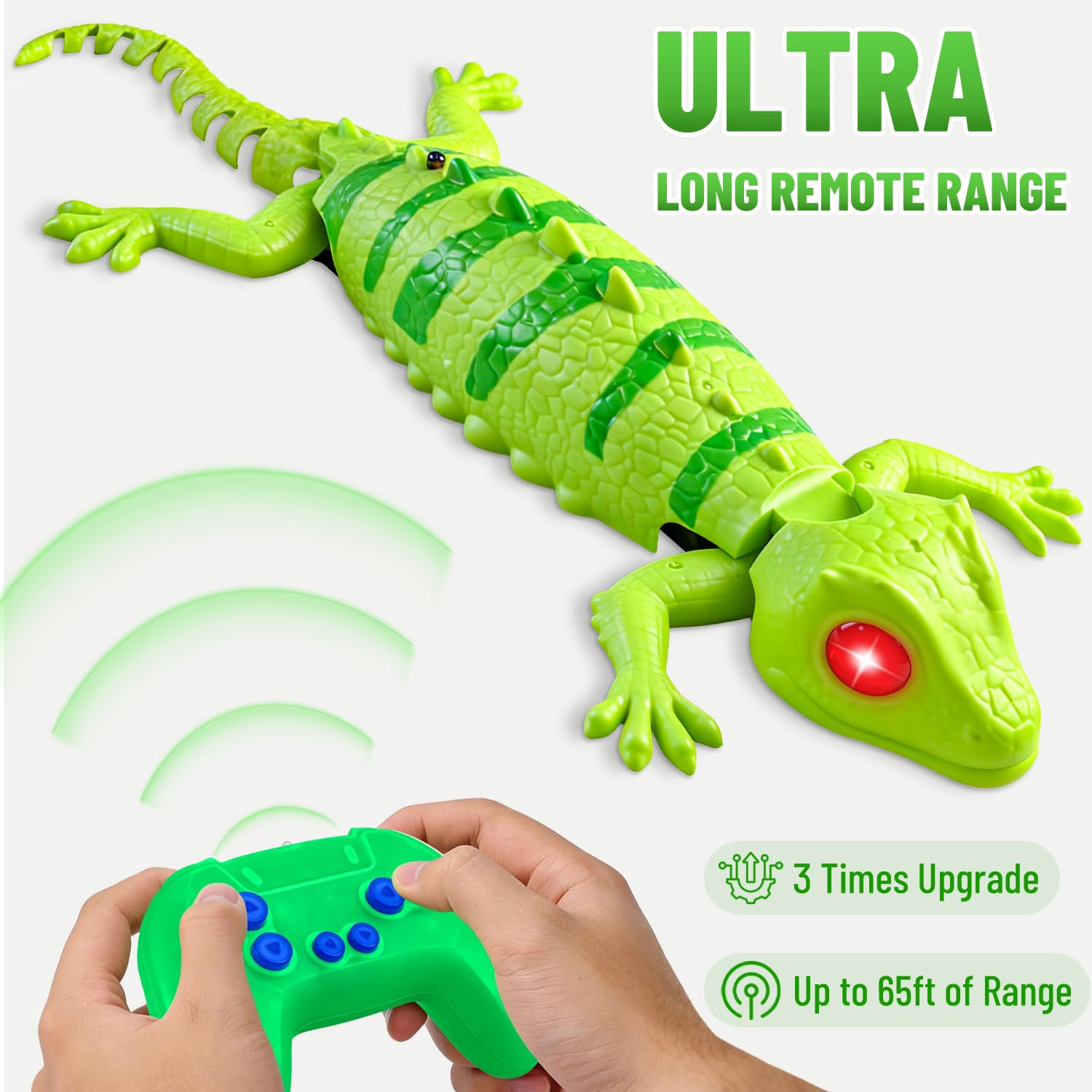 FANPROMS Wall Crawler Gecko, Rechargeable Remote Control Lizard with Glowing Eyes, RC Robot Crawls Along Walls and Ceilings for Birthday Presents - 5